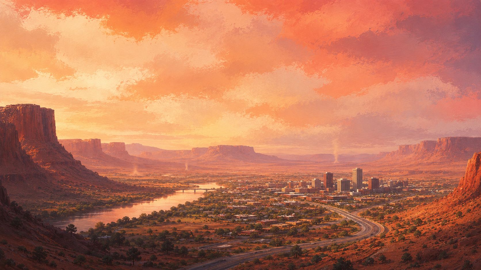 A painted desert landscape